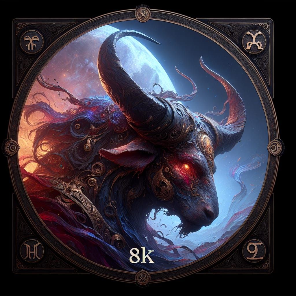 Taurus Zodiac Symbol Head in Fantasy Matte Painting