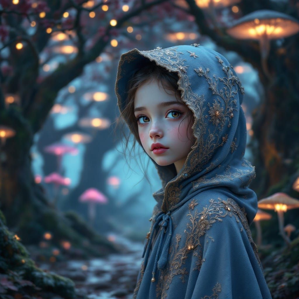 Enchanted Girl in a Mystical Fantasy Realm