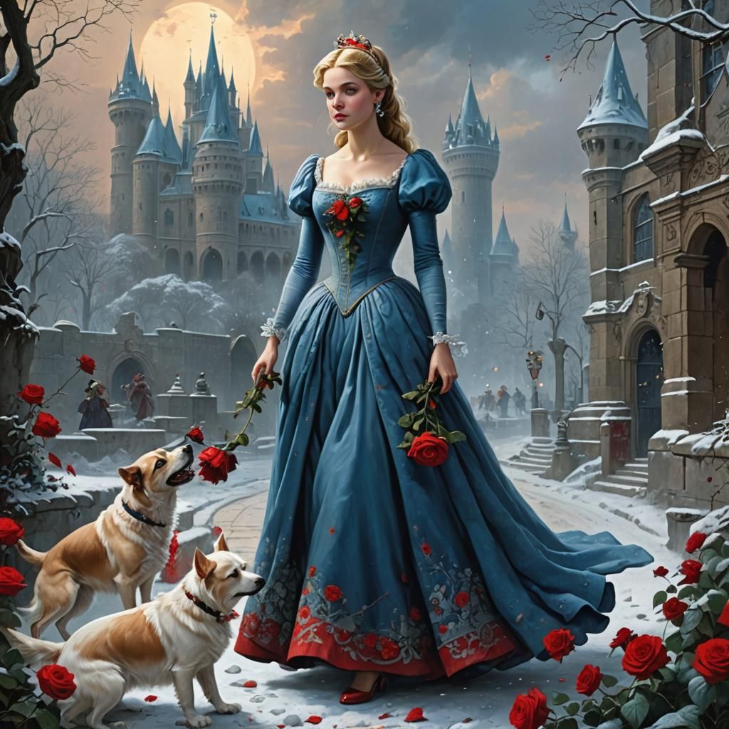 Cinderella's Flight: A Gothic Horror Scene