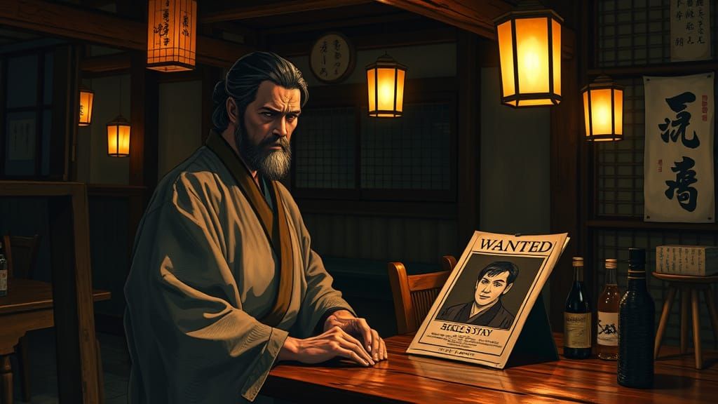 Ronin Enters Tavern in Ukiyo-e Style