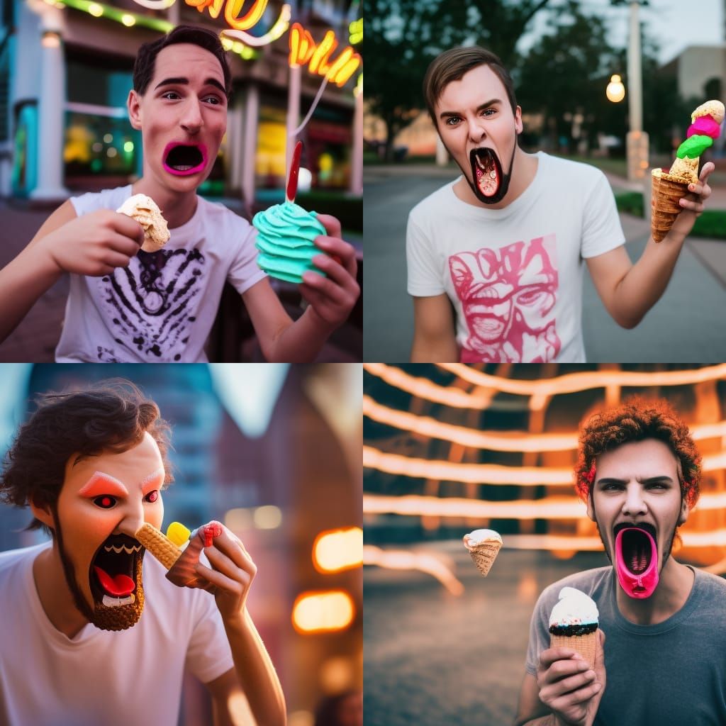 Demonic Wavy Arm Man Enjoys Ice Cream