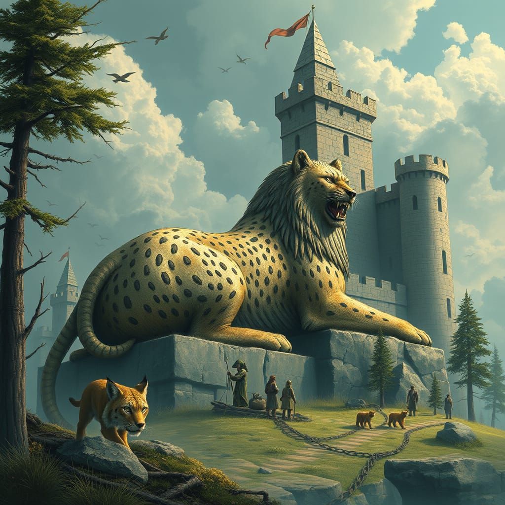 Lynx and Bear Sphinx Haunting Medieval Castle