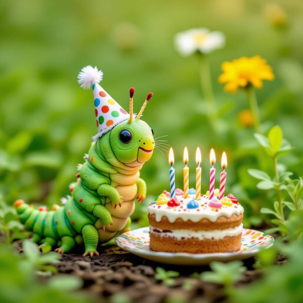 Caterpillar's Birthday Party in Whimsical Style