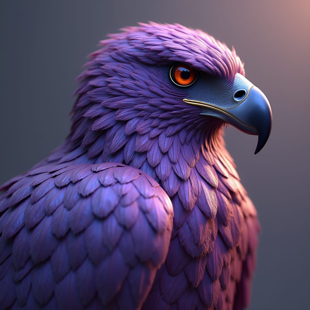 Vibrant Metallic Eagle in Hyper-Realistic Style