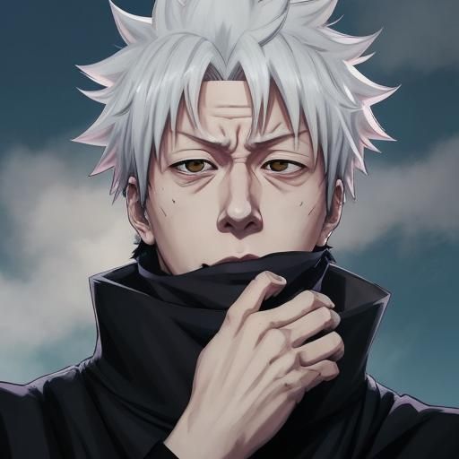 Gojo with Goatee in Anime Key Visual Style