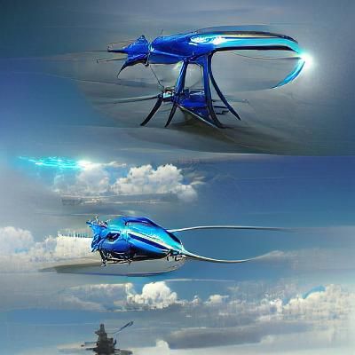 Futuristic Blue Helicopter Design