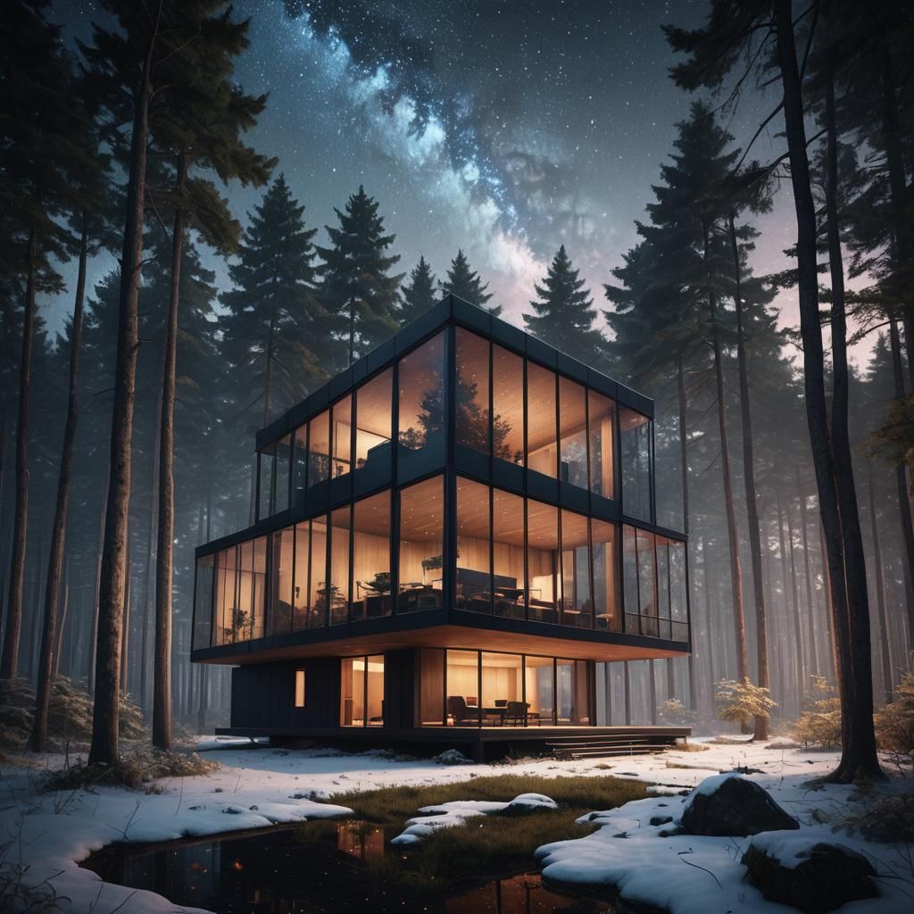 Secluded Forest Cottage in Minimal Postmodern Style