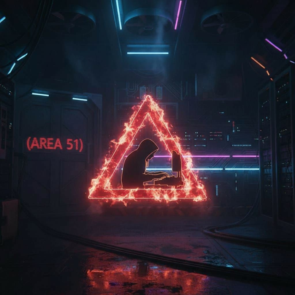 Confidential Area 51 Hacker in Fiery Triangle
