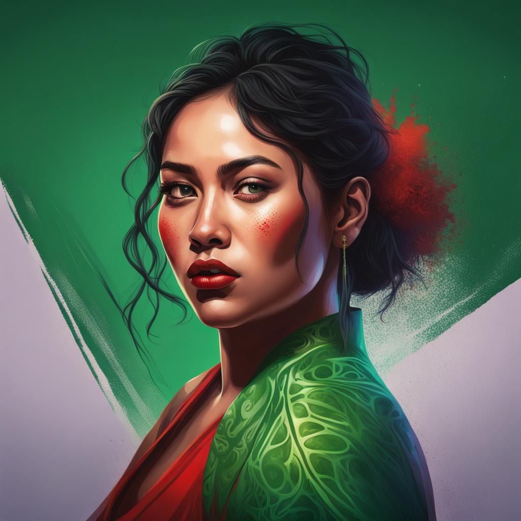Samoan Woman in Traditional Dress: Hyperrealistic Portrait