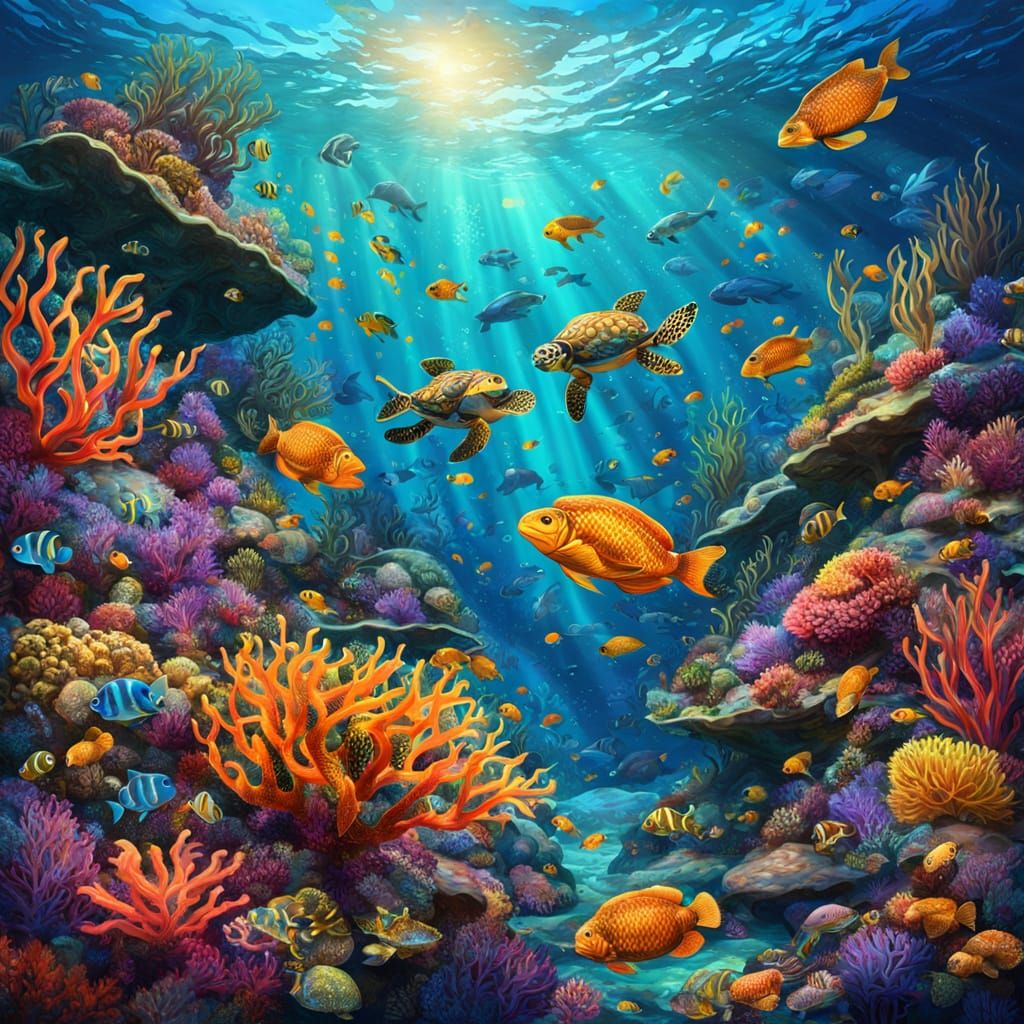 Radiant Coral Reef Ecosystem in Digital Art