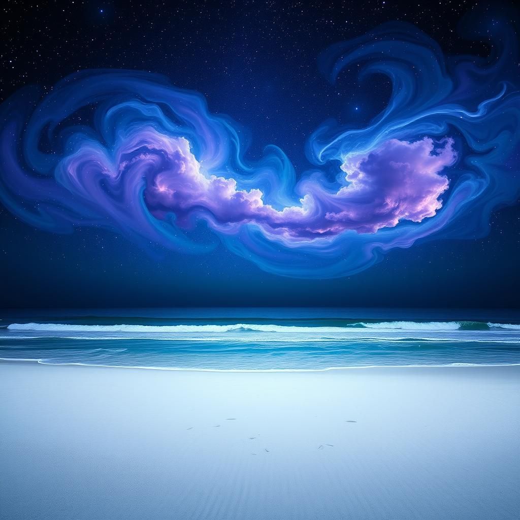 Ethereal Starry Night Beach Reflection