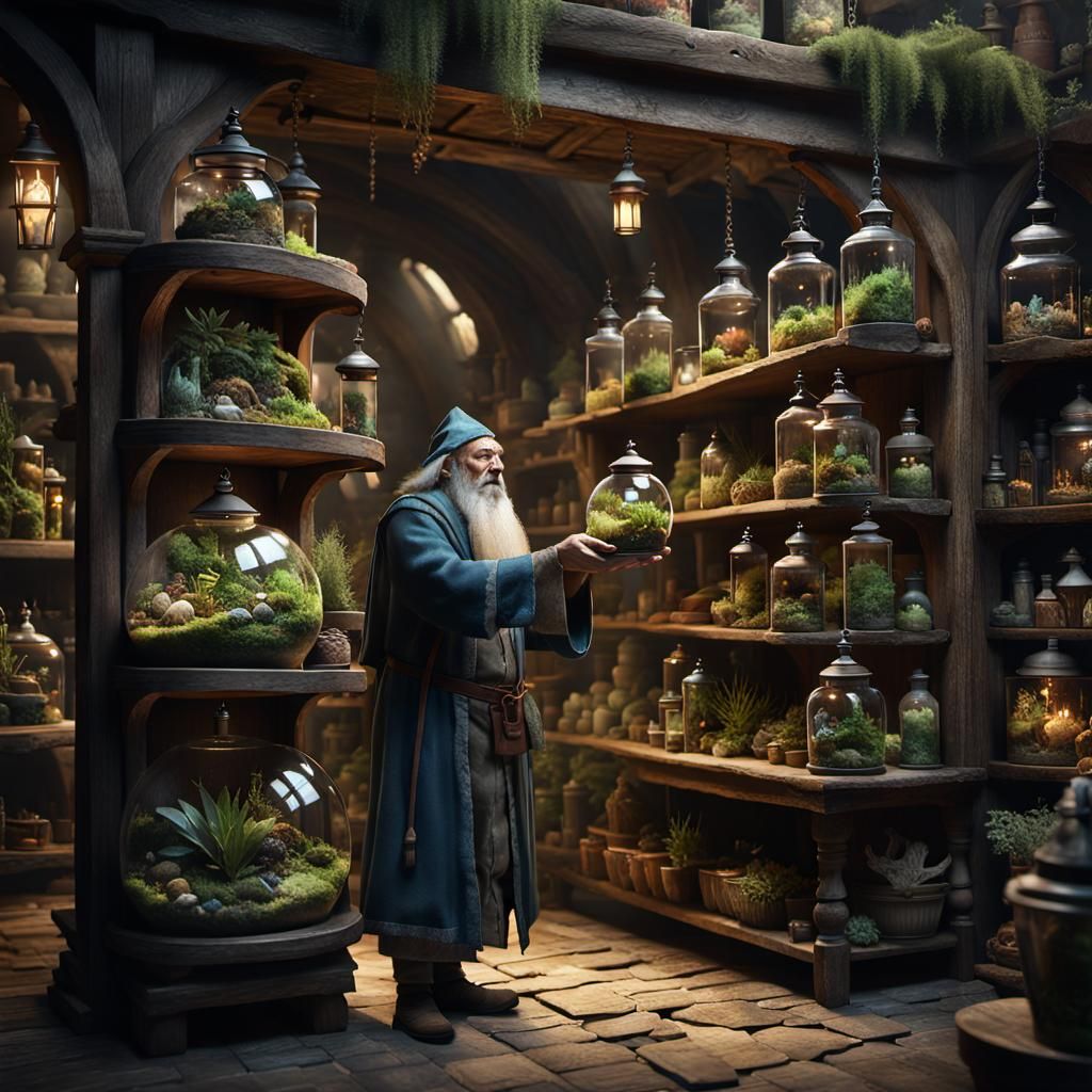 Wizard and Glass Terrariums in Medieval Market