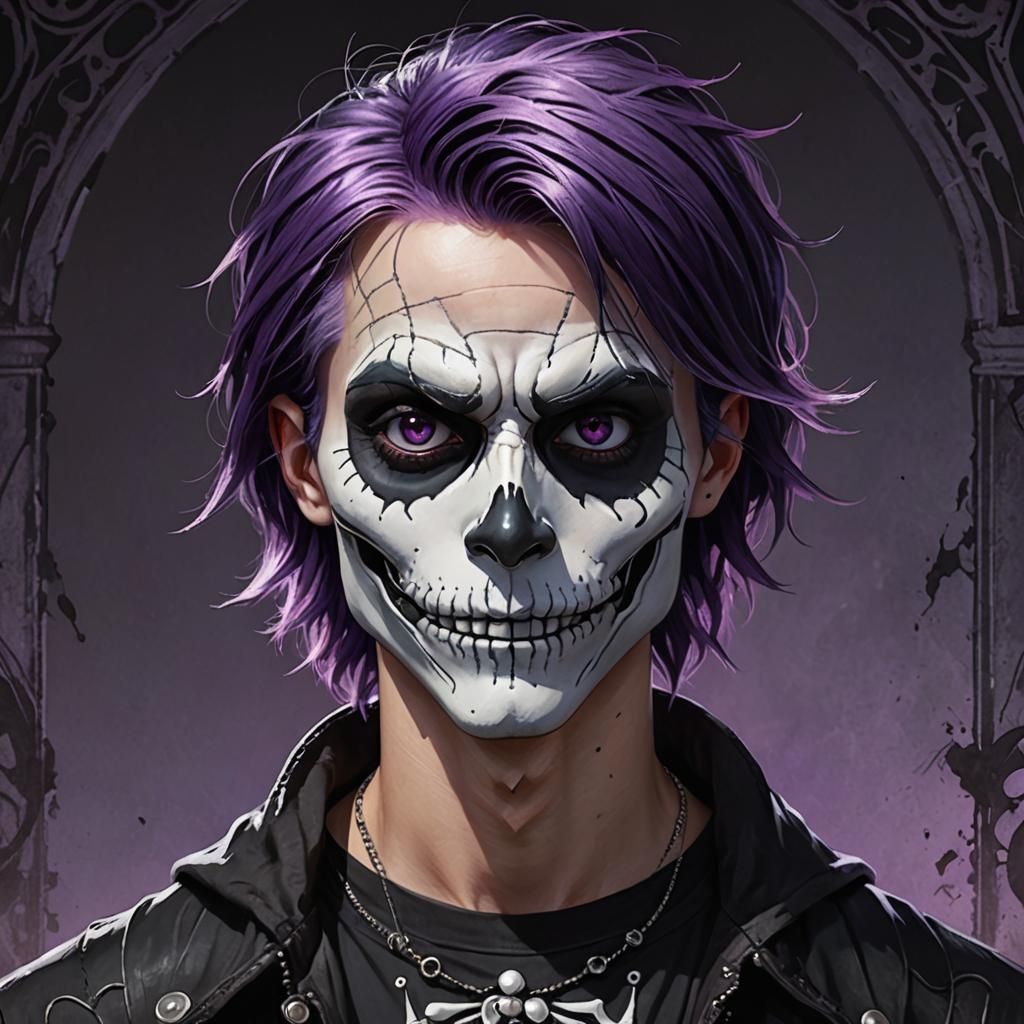 Gothic Emo Portrait with Purple Hair, Artstation Splash Art