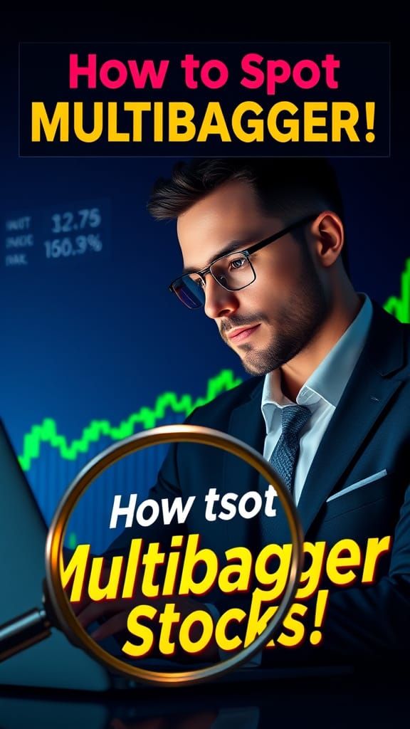 Investor Gazing at Stock Chart with Magnifying Glass