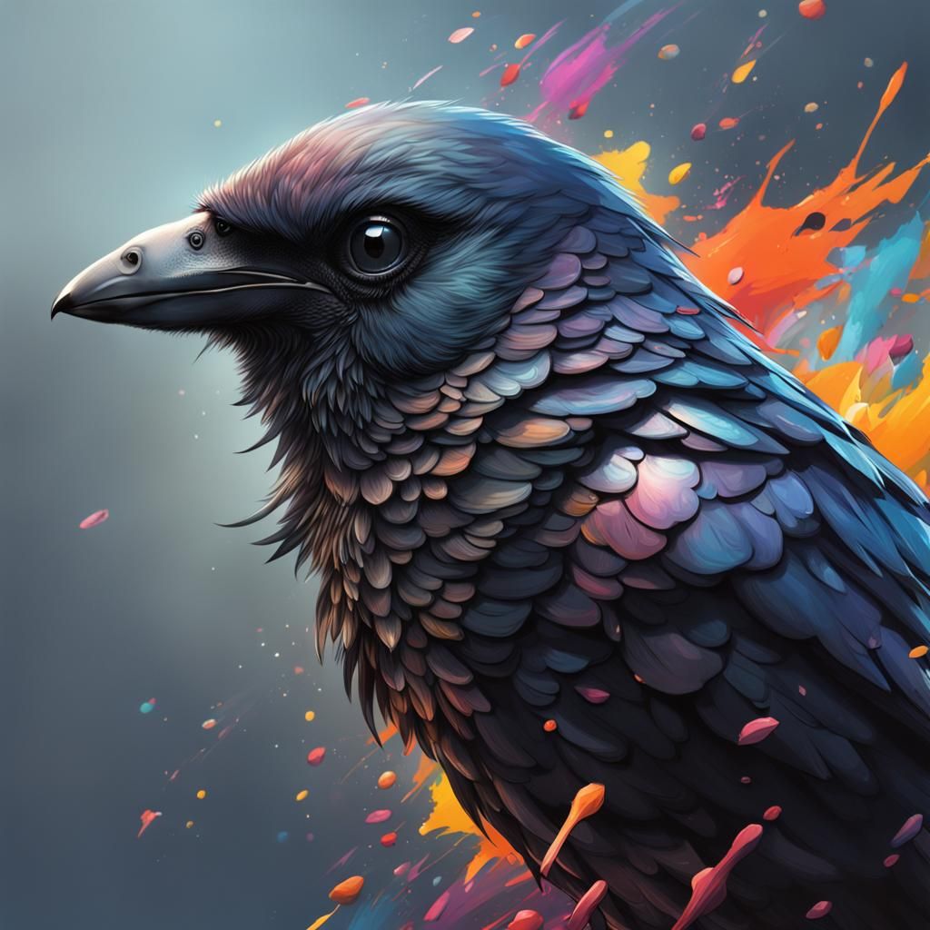 Hyperrealistic Jackdaw-Human Hybrid Concept Art