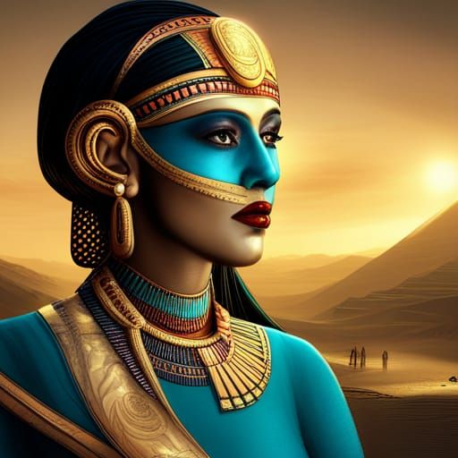Egyptian Woman in Gold Death Mask: Fantasy Art