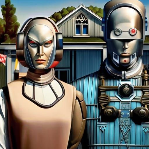 Atom Punk Androids Recreate American Gothic