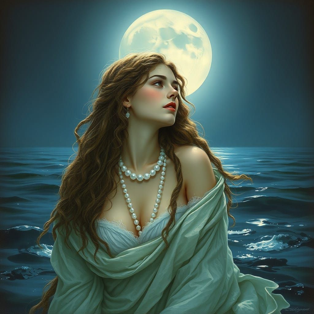 Surreal Selkie Goddess in Dreamy Pre-Raphaelite Style