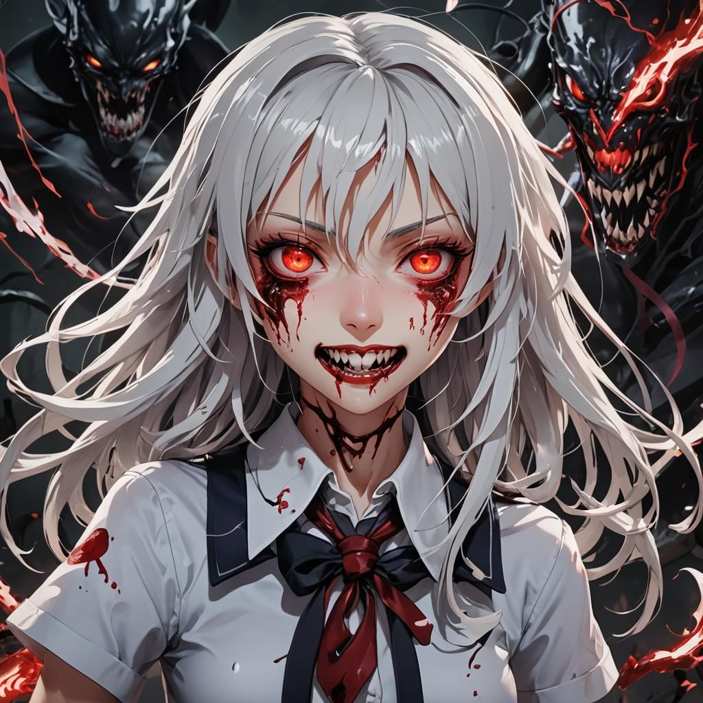 Demonic Anime Girl Portrait in 3D