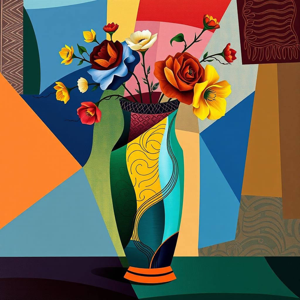 Cubist Still Life with Bowl and Pitcher