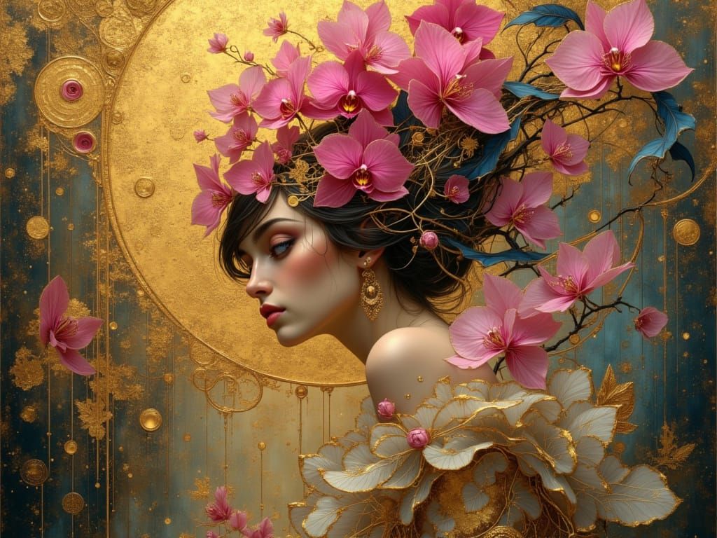 Orchid Lady Portrait in Dynamic Lighting