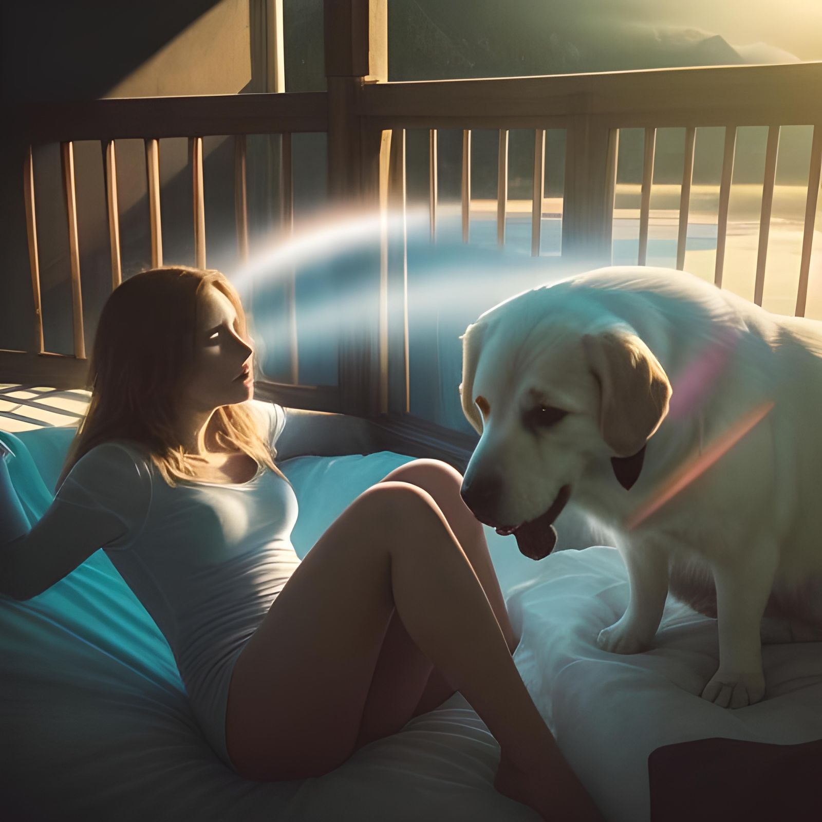 Cinematic Film Still: Dog's Disapproval of New Friend