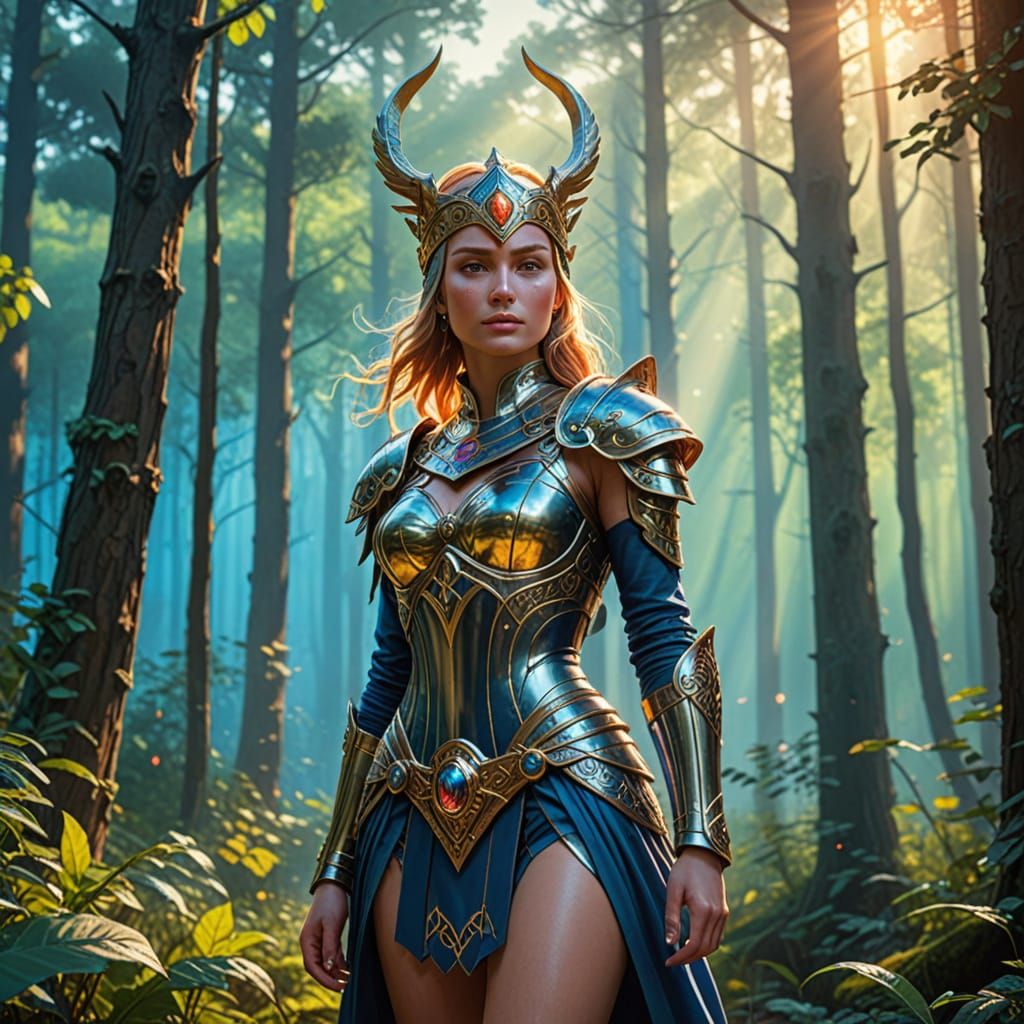 Laurel Burch Inspired Fantasy Portrait of Guinevere in Mysti...