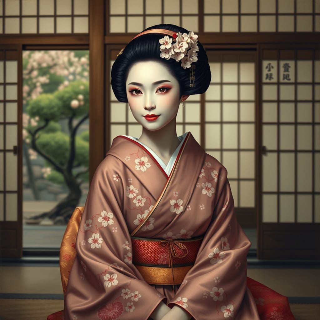 Ethereal Geisha in Renaissance Realism