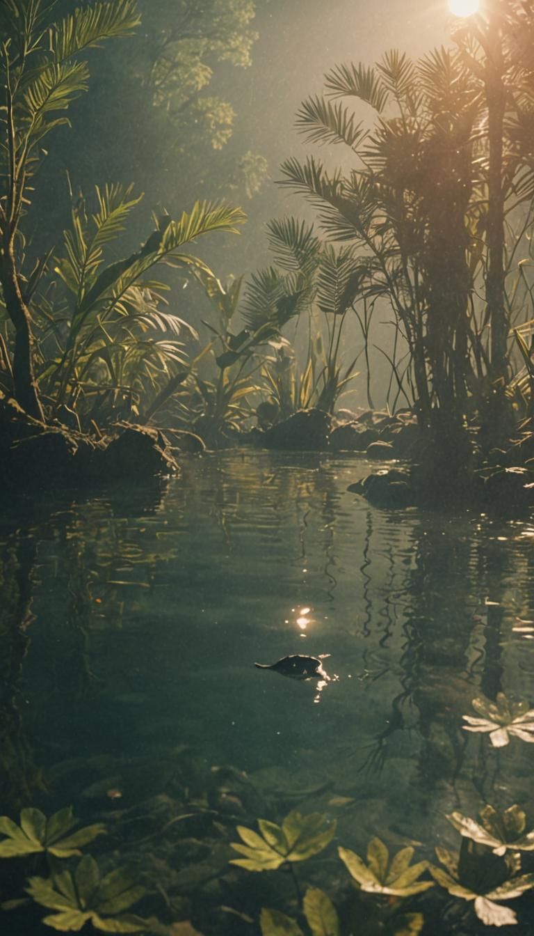 Dramatic Night River Scene with Cinematic Lighting