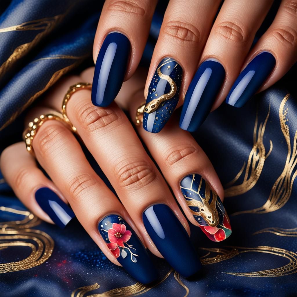 Close-Up of Hand with Watercolor Nail Art