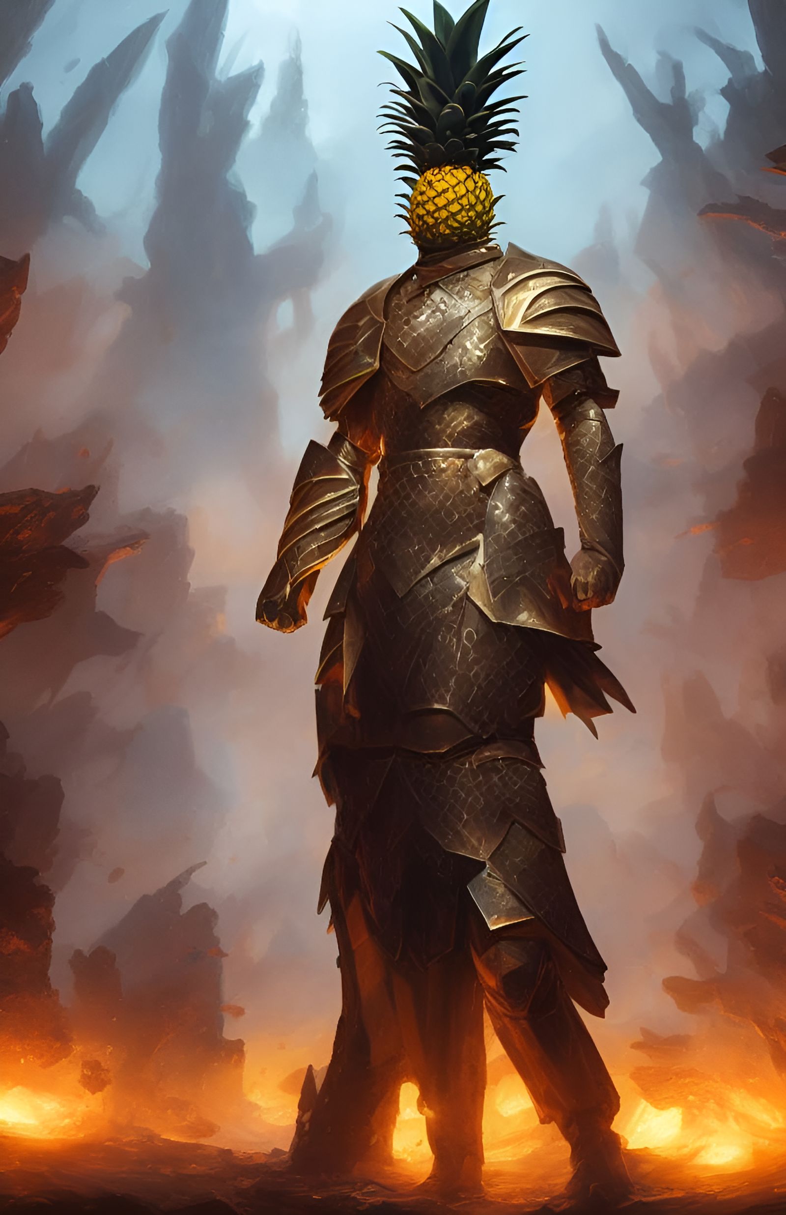 Pineapple Paladin in Fantasy Art Style
