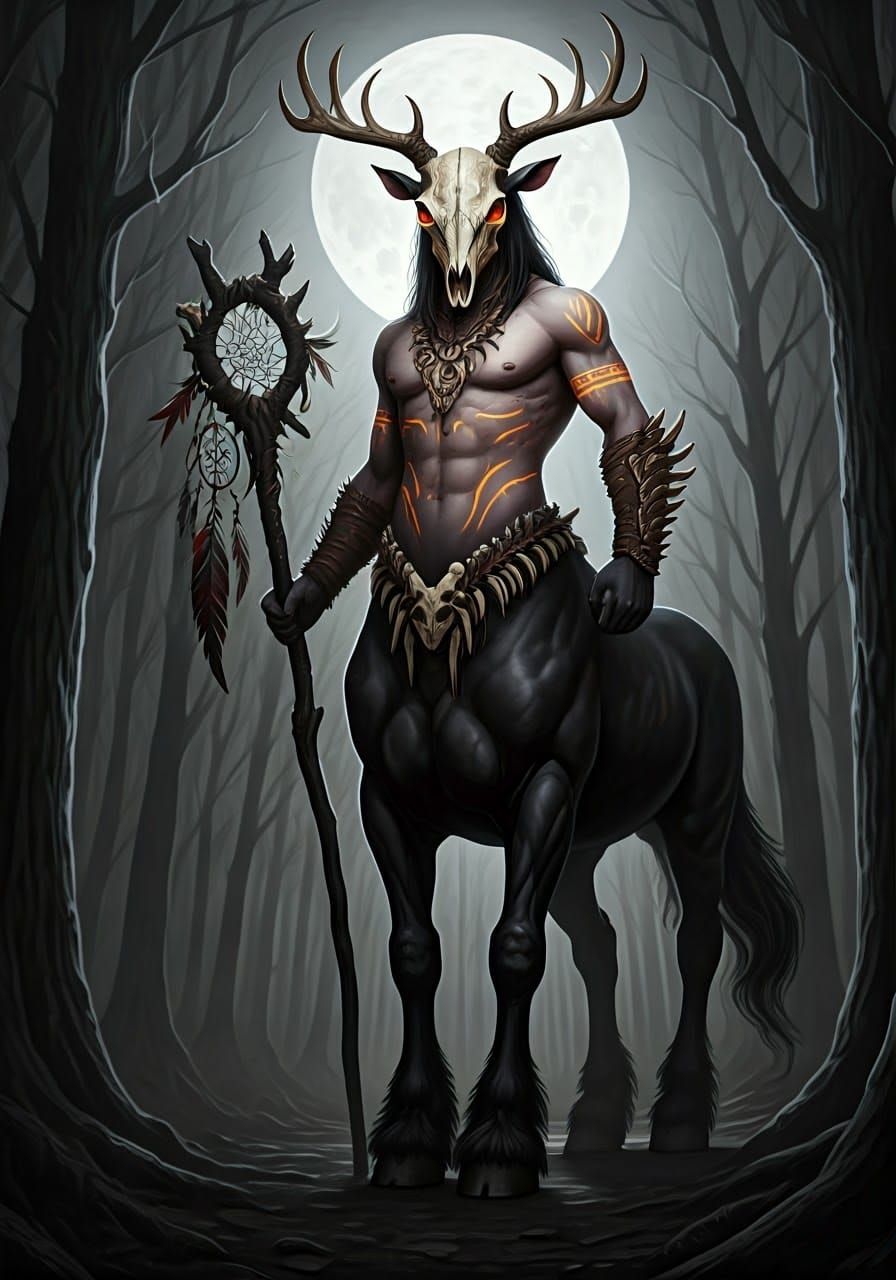 Fantasy Centaur Shaman in Black Forest