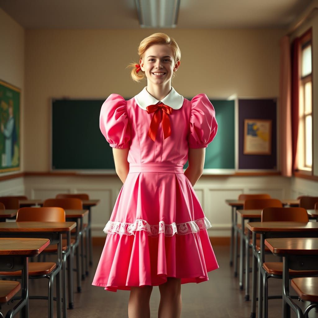 Dapper Young Man in Pink Dress with Puffy Sleeves and Peter ...