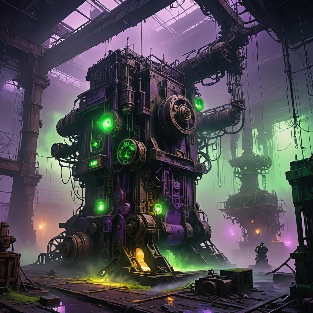 Ghosts Hovering Near Ancient Machinery in Abandoned Factory