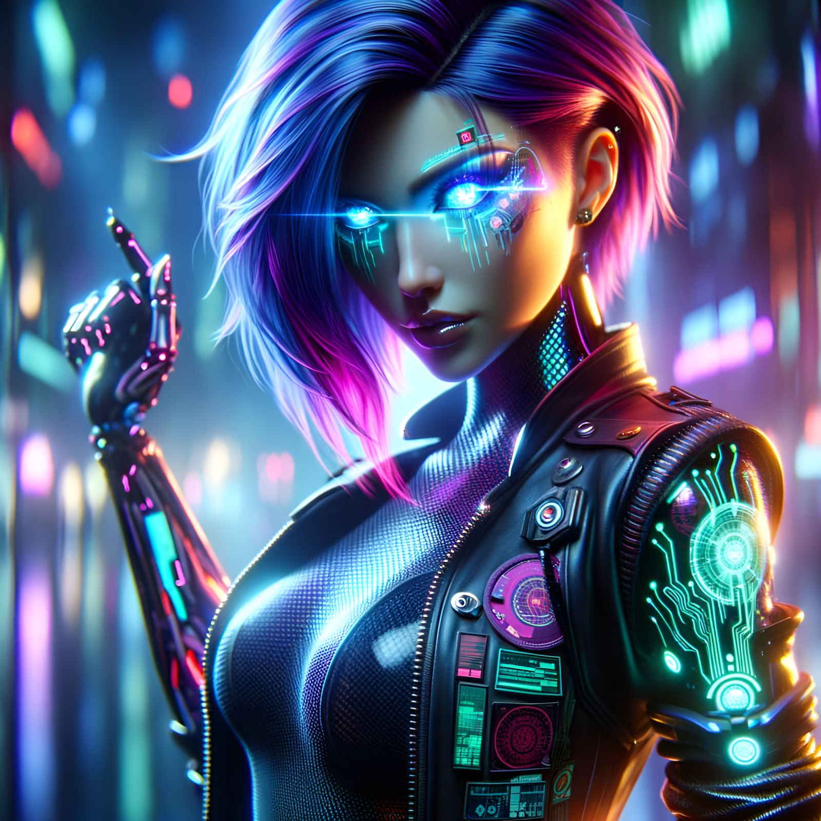 Neon Flux in Cyberpunk Style