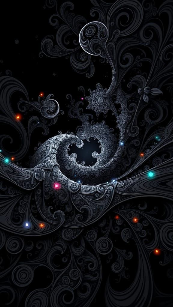 Abstract Fractal Wave Function in Black and White