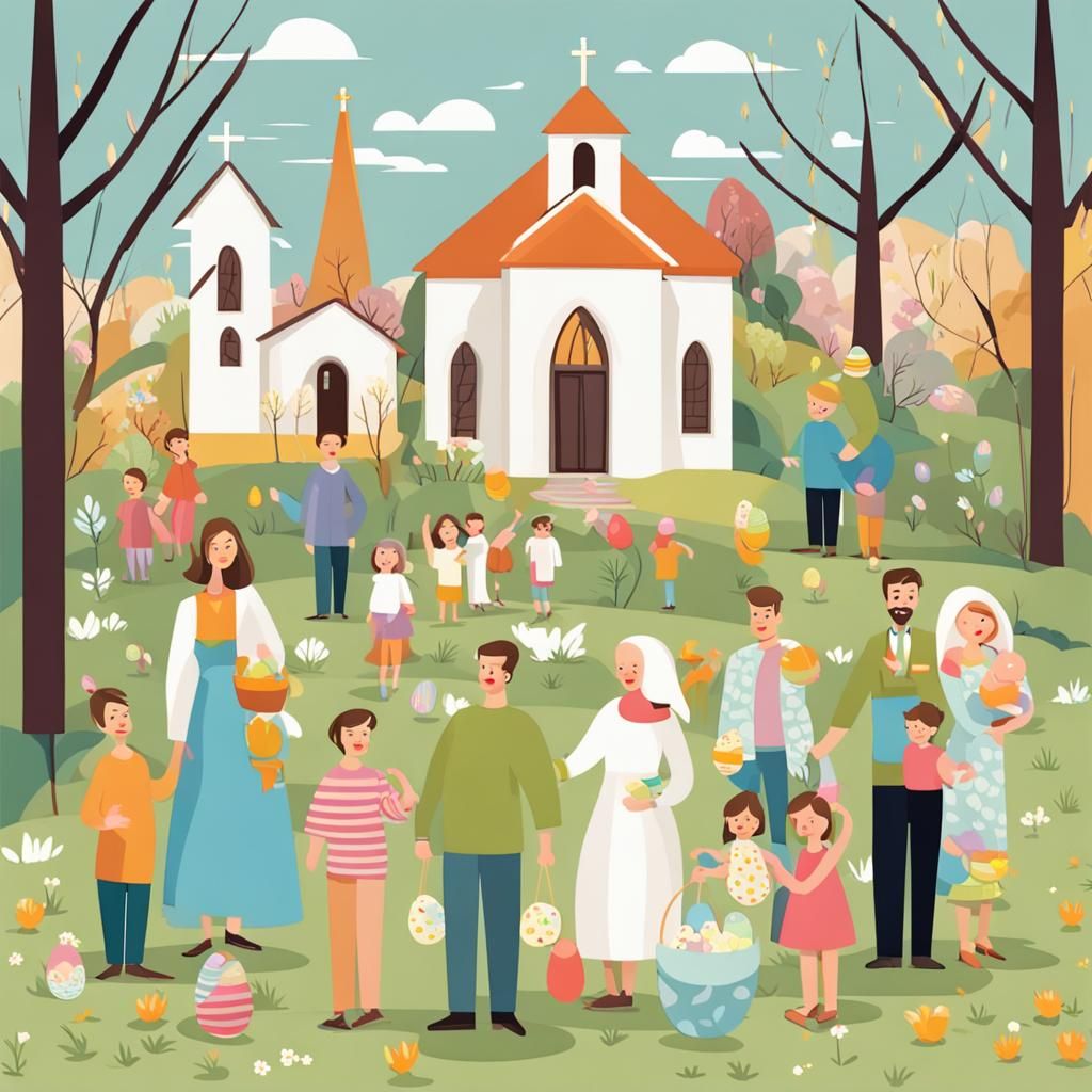 Modern Easter Celebration with Family and Church