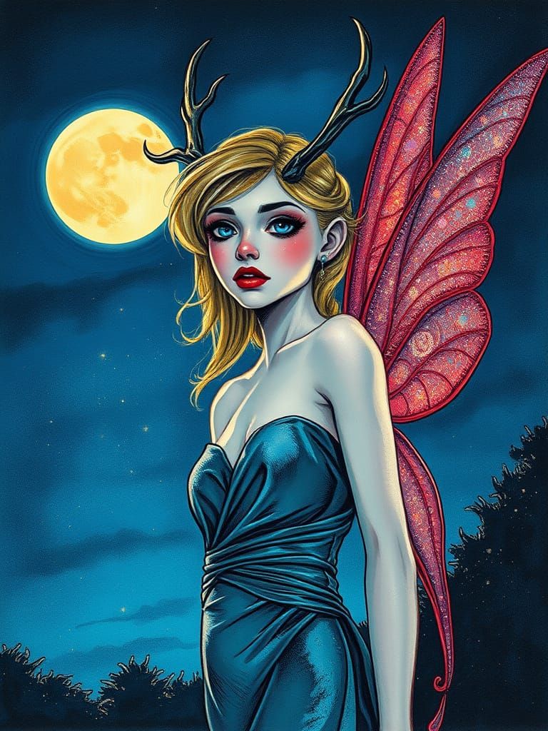 Moonlit Faerie in Chiaroscuro Style