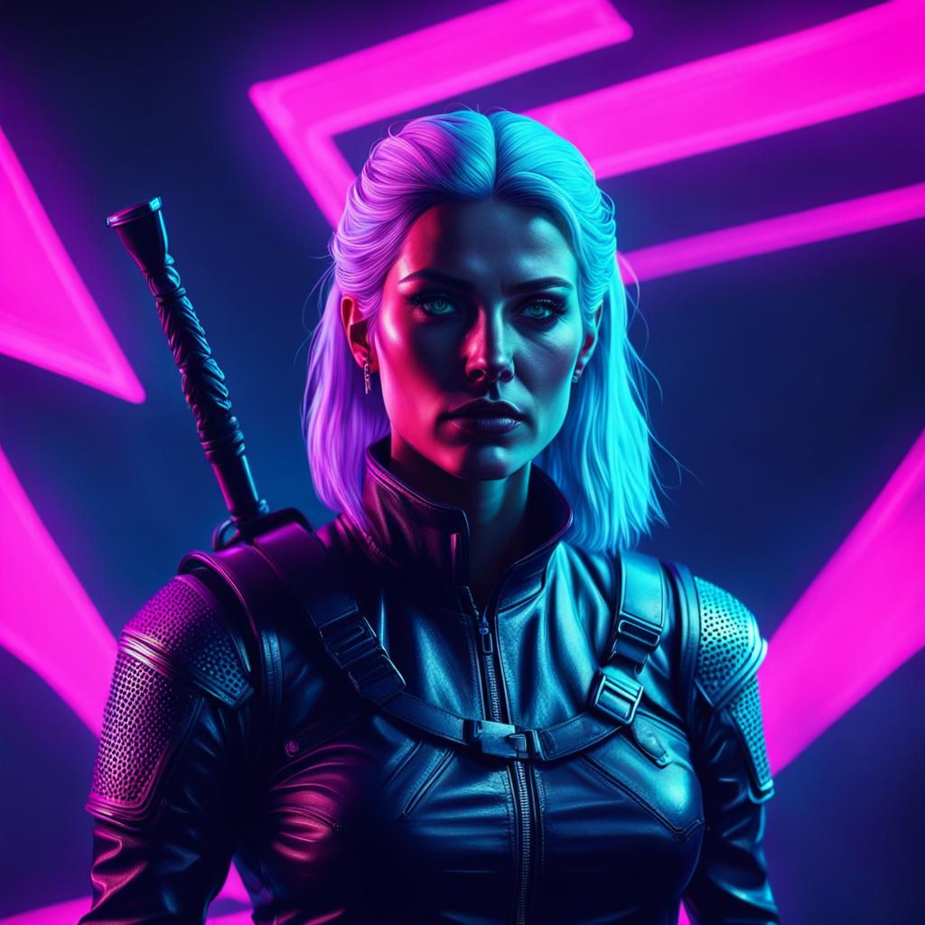Synthwave Witcher in a Retro Universe