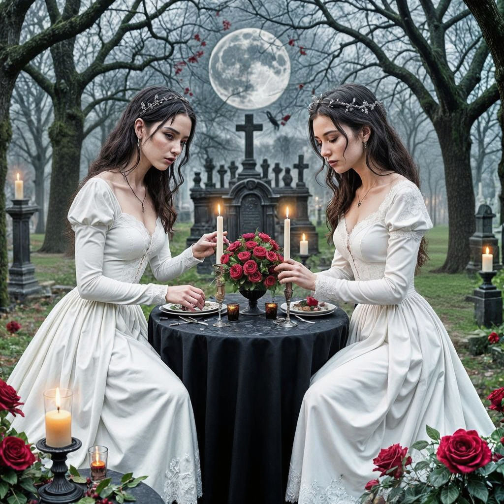 Goth Romance: Candlelit Dinner in Ancient Cemetery