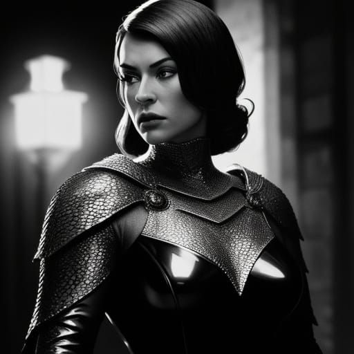 Film Noir Frog-Woman in Dark Alley