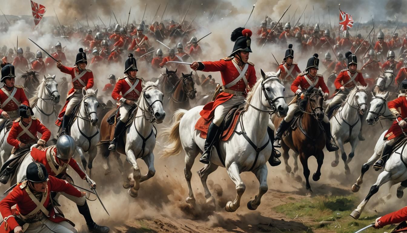 Create a dynamic and powerful scene depicting the charge of ...