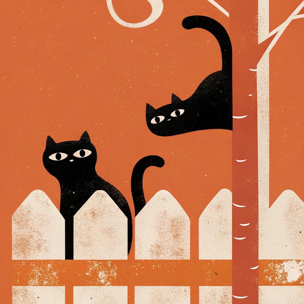 Whimsical Alley Cats: Folk Art Illustration