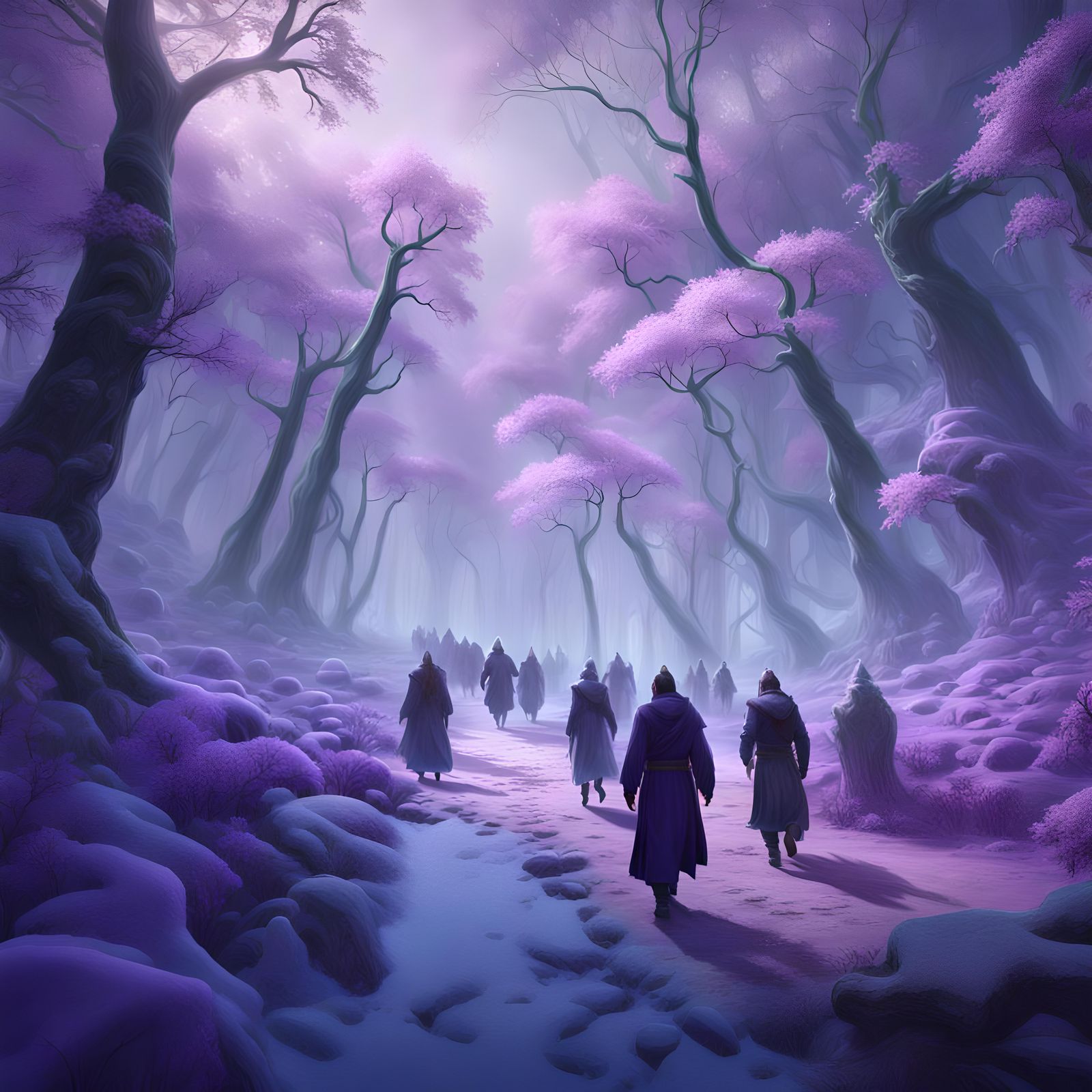 Lao Tzu in Ice Forest: Detailed Matte Painting