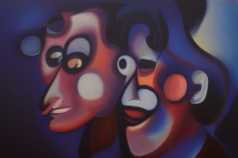 Abstract Portrait in George Condo Style