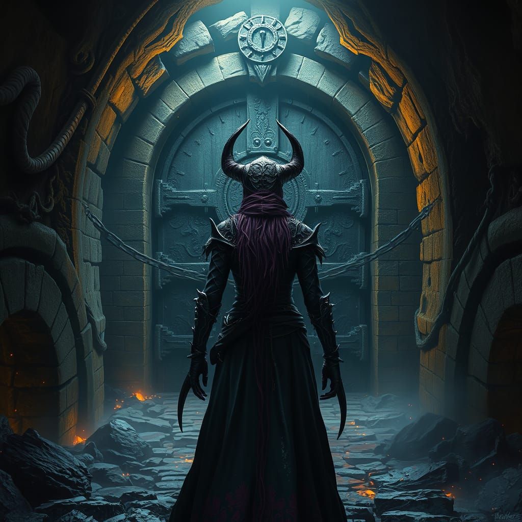 Dark Fantasy Drow Witch Doctor Confronts the Donjon's Iron D...