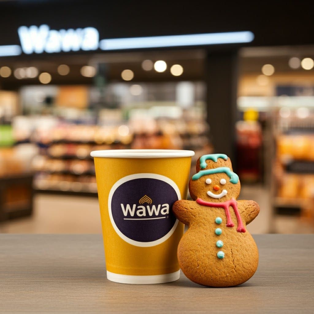 WaWa Coffee Cup with Gingerbread Snowman