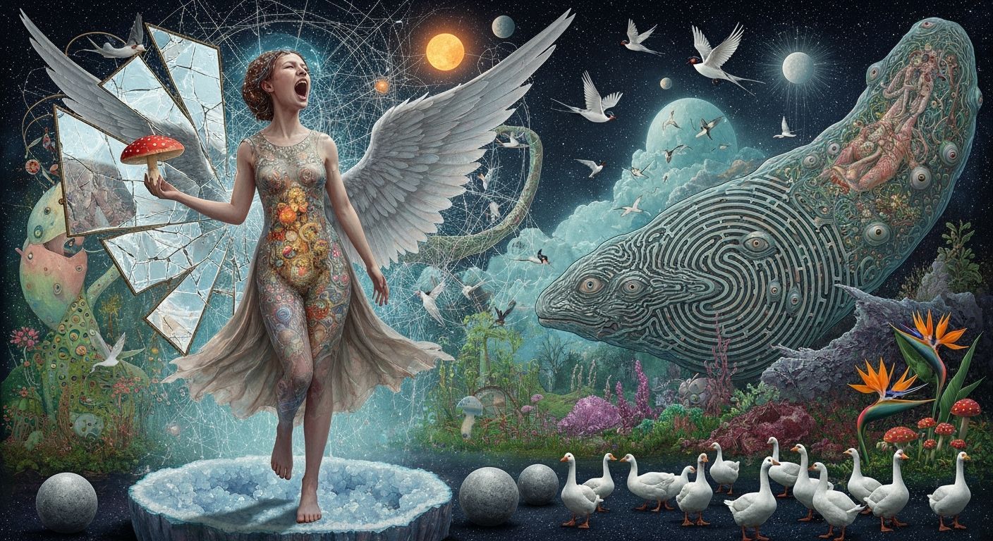 Angel of Memories Screams, Shattering Mirrors on Surreal Geo...