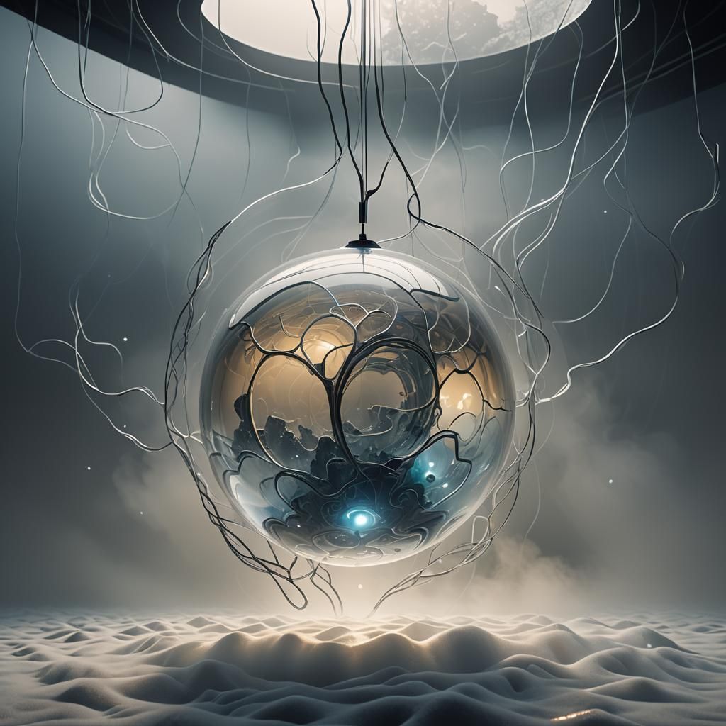 Futuristic Glass 'A' with Brain Structure, 3D Render