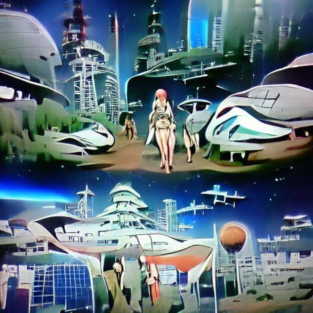 Retrofuturistic Anime Space Colony